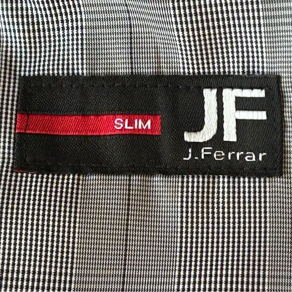 New JF J. Ferrar 2PC Suit Men 42L 33 X 32 Slim Fit Jacket Pants Gray